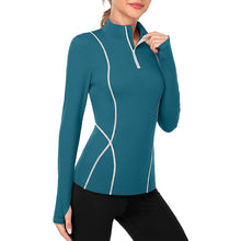 Load image into Gallery viewer, Women's Long Sleeve Workout Tops Zip Thumb Hole Athletic Running Sweatshirt