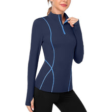 Load image into Gallery viewer, Women's Long Sleeve Workout Tops Zip Thumb Hole Athletic Running Sweatshirt