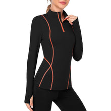 Load image into Gallery viewer, Women's Long Sleeve Workout Tops Zip Thumb Hole Athletic Running Sweatshirt