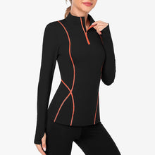 Load image into Gallery viewer, Women's Long Sleeve Workout Tops Zip Thumb Hole Athletic Running Sweatshirt