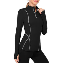 Load image into Gallery viewer, Women's Long Sleeve Workout Tops Zip Thumb Hole Athletic Running Sweatshirt