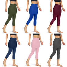 Load image into Gallery viewer, Skirted Mid Length Pocket Sports Fitness Leggings