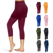 Load image into Gallery viewer, Skirted Mid Length Pocket Sports Fitness Leggings
