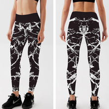 Load image into Gallery viewer, Black & White Marbling Printed Push Up Workout Leggings