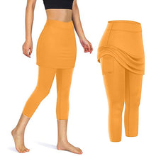 Load image into Gallery viewer, Skirted Mid Length Pocket Sports Fitness Leggings