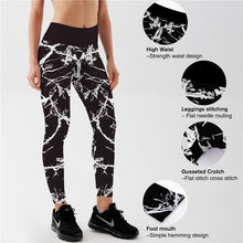 Load image into Gallery viewer, Black & White Marbling Printed Push Up Workout Leggings