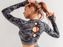 Load image into Gallery viewer, Womens Yoga 3 pc Long Sleeve Cut Out Top, Support Bra, And Butt Lifting Running Pants