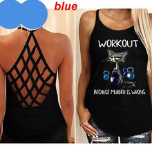 Load image into Gallery viewer, Women Workout Criss-Cross Cat Tank Top