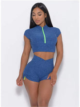 Load image into Gallery viewer, 2 Piece Set Outfit For Woman Sexy Bra V Waist Leggings Crop Top with Zipper