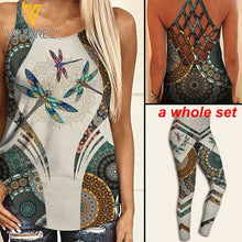 Load image into Gallery viewer, Dragonfly Criss-cross Tank Top+legging Yoga Outfit for Women