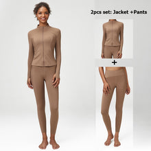 Load image into Gallery viewer, Classic Solid Color 2 And 3 Pc Fitness Yoga Set For Women Sexy Bra, Zipper Jacket, High Waist Leggings