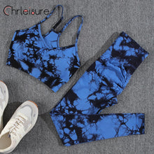 Load image into Gallery viewer, Yoga Set Women Seamless Tie Dye Fashion Push Up Bra Set