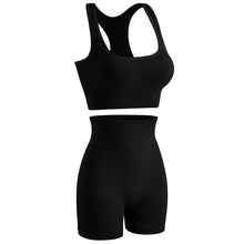 Load image into Gallery viewer, 2PCS Women Seamless Shirts Sport Shorts Bra Gym Suits Fitness Shorts Crop Top High Waist Running Sports Sets