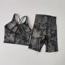Load image into Gallery viewer, Groovy 2pc Tie-Dye High Waist Running Shorts And Sports Bra Yoga Set