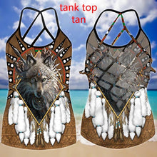 Load image into Gallery viewer, Women's 3D Native Wolf Dreamcatcher Criss-Cross Yoga Leggings + Combo Hollow Out Tank Top Summer Sleeveless Graphic Shirt