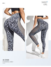 Load image into Gallery viewer, Sexy Hollow Out Leopard Yoga Leggings Breathable Mesh Gym High Waist Sports Pants