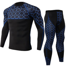 Load image into Gallery viewer, Quick Dry Men Training Two Piece Fitness Gym Long Sleeve T Shirt+Tights Workout Set