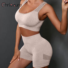 Load image into Gallery viewer, Seamless Women's Beauty Back Bra And High Waist Push Up Shorts Yoga Set