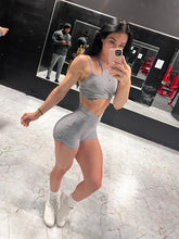 Load image into Gallery viewer, 2 Piece Set Outfit For Woman Sexy Bra V Waist Leggings Crop Top with Zipper