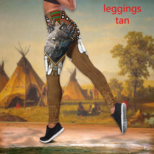 Load image into Gallery viewer, Women's 3D Native Wolf Dreamcatcher Criss-Cross Yoga Leggings + Combo Hollow Out Tank Top Summer Sleeveless Graphic Shirt