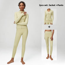 Load image into Gallery viewer, Classic Solid Color 2 And 3 Pc Fitness Yoga Set For Women Sexy Bra, Zipper Jacket, High Waist Leggings