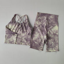 Load image into Gallery viewer, Groovy 2pc Tie-Dye High Waist Running Shorts And Sports Bra Yoga Set