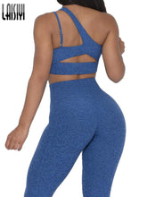 Load image into Gallery viewer, 2 Piece Set Outfit For Woman Sexy Bra V Waist Leggings Crop Top with Zipper