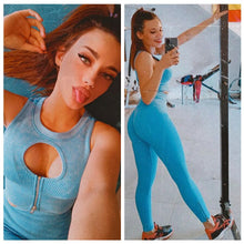 Load image into Gallery viewer, Women Sportwear Zip Vest High Waist Fitness Pants Gym Seamless Woman 2 Pieces Set