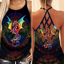 Load image into Gallery viewer, Dragon And Mandala Stronger Everyday Cross Open Back Yoga Top 2 Styles