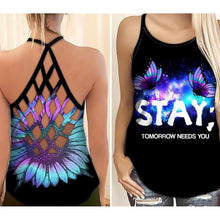 Load image into Gallery viewer, Butterfly Sunflower Criss-Cross Women Yoga Sleeveless Tank Top