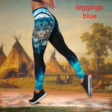Load image into Gallery viewer, Women's 3D Native Wolf Dreamcatcher Criss-Cross Yoga Leggings + Combo Hollow Out Tank Top Summer Sleeveless Graphic Shirt
