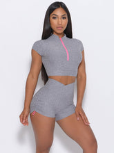 Load image into Gallery viewer, 2 Piece Set Outfit For Woman Sexy Bra V Waist Leggings Crop Top with Zipper