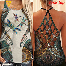 Load image into Gallery viewer, Dragonfly Criss-cross Tank Top+legging Yoga Outfit for Women