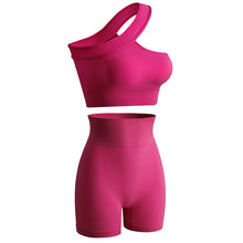 Load image into Gallery viewer, 2PCS Women Seamless Shirts Sport Shorts Bra Gym Suits Fitness Shorts Crop Top High Waist Running Sports Sets