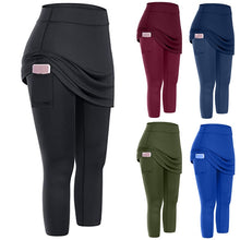 Load image into Gallery viewer, Skirted Mid Length Pocket Sports Fitness Leggings