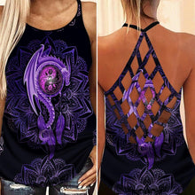 Load image into Gallery viewer, Dragon And Mandala Stronger Everyday Cross Open Back Yoga Top 2 Styles