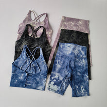 Load image into Gallery viewer, Groovy 2pc Tie-Dye High Waist Running Shorts And Sports Bra Yoga Set