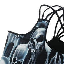 Load image into Gallery viewer, Skull Yoga Cross Strip Tank Top