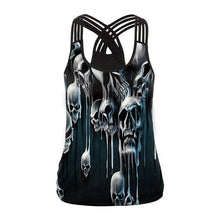 Load image into Gallery viewer, Skull Yoga Cross Strip Tank Top