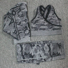 Load image into Gallery viewer, 3PCS Yoga Set Camo Leggings, Bra And Top