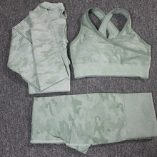 Load image into Gallery viewer, 3PCS Yoga Set Camo Leggings, Bra And Top