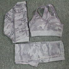 Load image into Gallery viewer, 3PCS Yoga Set Camo Leggings, Bra And Top